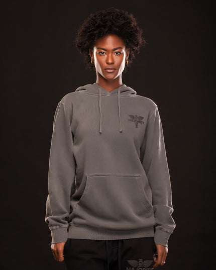 MIDWEIGHT FANNIE LOU HAMER PIGMENT WASH HOODIE BLACK