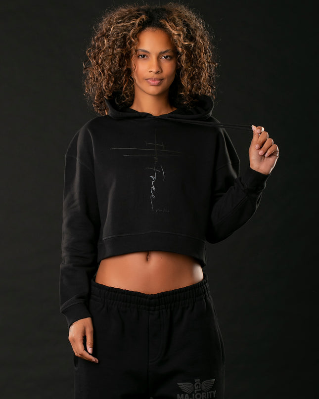 Black-On-Black x I AM FREE Cropped Hoodie