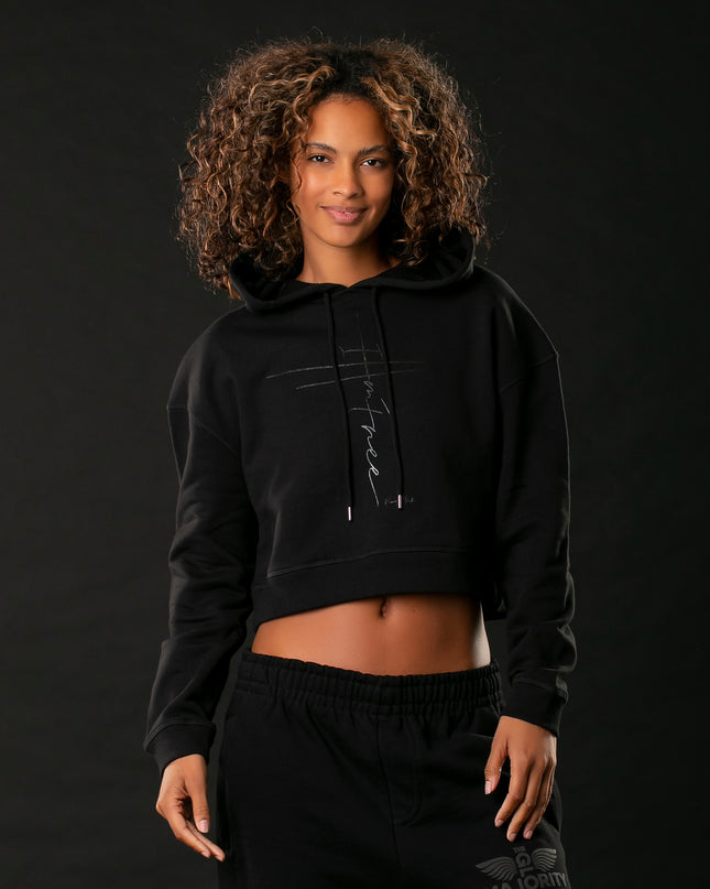 Black-On-Black x I AM FREE Cropped Hoodie