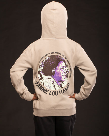 MIDWEIGHT FANNIE LOU HAMER PIGMENT WASH HOODIE CEMENT