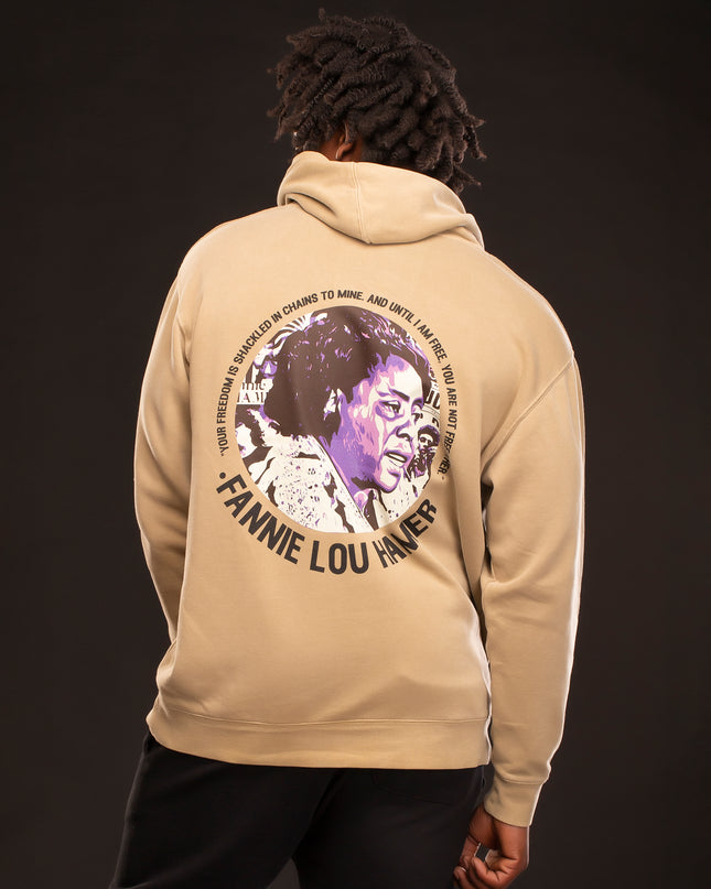 MIDWEIGHT FANNIE LOU HAMER PIGMENT WASH HOODIE SAND